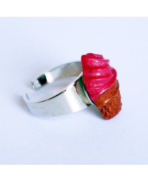 Bague pour enfant cornet de glace fraise Bagues pour enfant