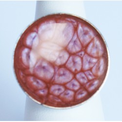 Bague ronde vieux rose effet "cellules"
