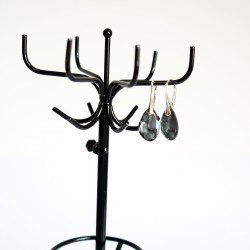 Black Swarovski crystal and silver earrings.