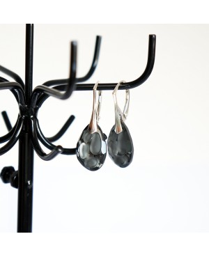 Boucles d'oreilles noires en cristal de Swarovski et argent Boucles d'oreilles en perles et cristal