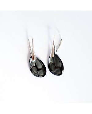 Black Swarovski crystal and silver earrings. Crystal and beaded earrings