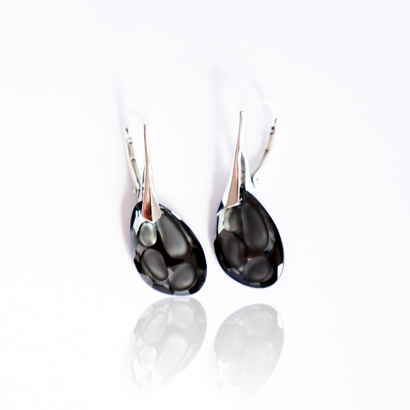 Boucles d'oreilles noires en cristal de Swarovski et argent