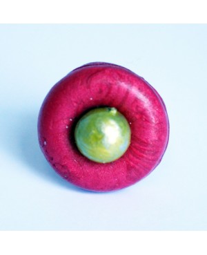 Bague ronde rouge et jaune Bagues gourmandes et en pâte polymère