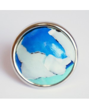 Bague planète bleue, verte et blanche Bagues gourmandes et en pâte polymère