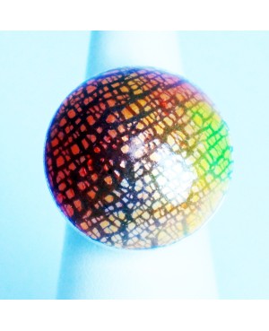 Bague rouge, orange et jaune effet métal Bagues gourmandes et en pâte polymère