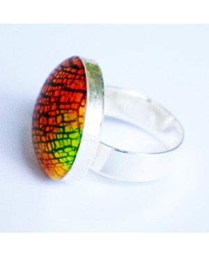 Bague rouge, orange et jaune effet métal Bagues gourmandes et en pâte polymère