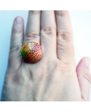 Bague rouge, orange et jaune effet métal Bagues gourmandes et en pâte polymère