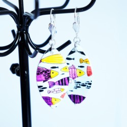 Multicolored fish earrings