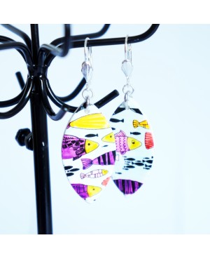 Boucles d'oreilles poissons multicolores Boucles d'oreilles artisanales (fait-main)