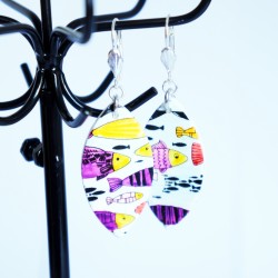 Multicolored fish earrings