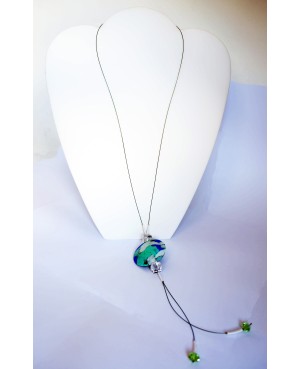 Long white, blue and turquoise chain or necklace Chains or long necklaces