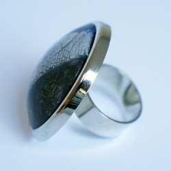 Large black and silver ring