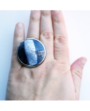 Large black and silver ring Quirky and polymer clay rings