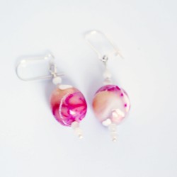 Pink, beige and white earrings