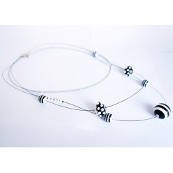 Mid-length “black and white” bead necklace