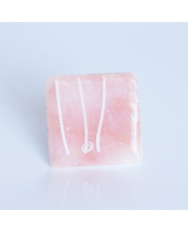 Square pink ring with white lines