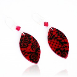 Red and black lace earrings