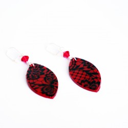 Red and black lace earrings