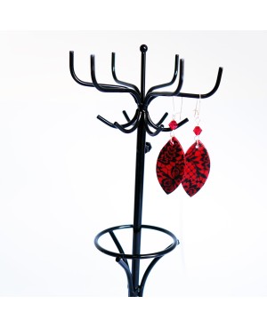 Red and black lace earrings Handcrafted earrings