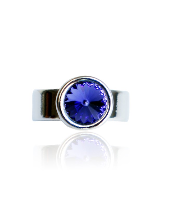 Bague solitaire violette en cristal de Swarovski