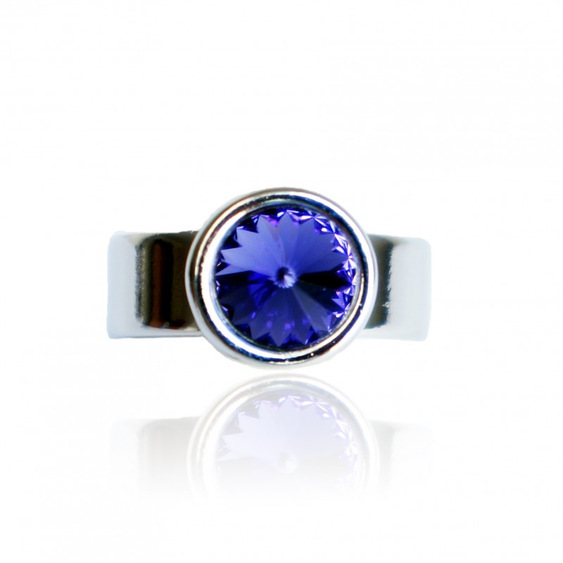 Purple solitaire ring