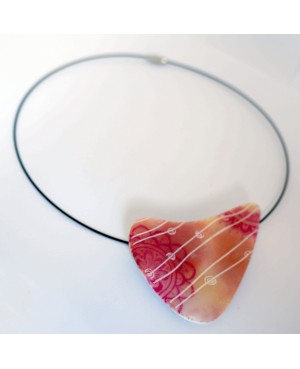 Pink and beige mandala pendant. Polymer clay pendants