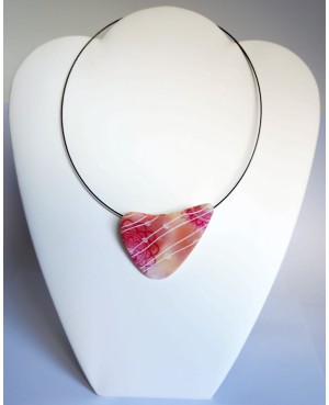 Pink and beige mandala pendant. Polymer clay pendants