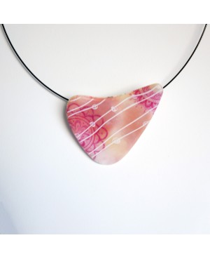 Pink and beige mandala pendant. Polymer clay pendants