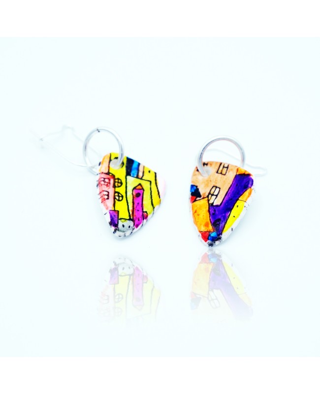 Boucles d'oreilles maisons multicolores