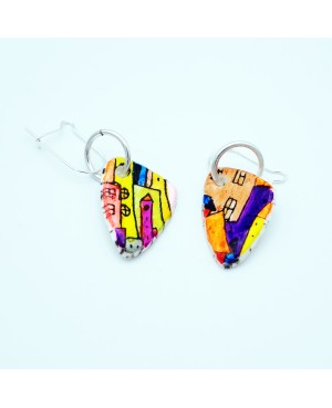 Multicolored house earrings Handcrafted earrings