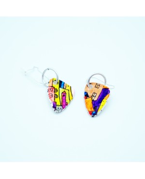 Multicolored house earrings Handcrafted earrings