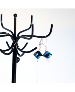 Blue, white, and black earrings Handcrafted earrings