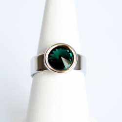 Green Swarovski crystal solitaire ring