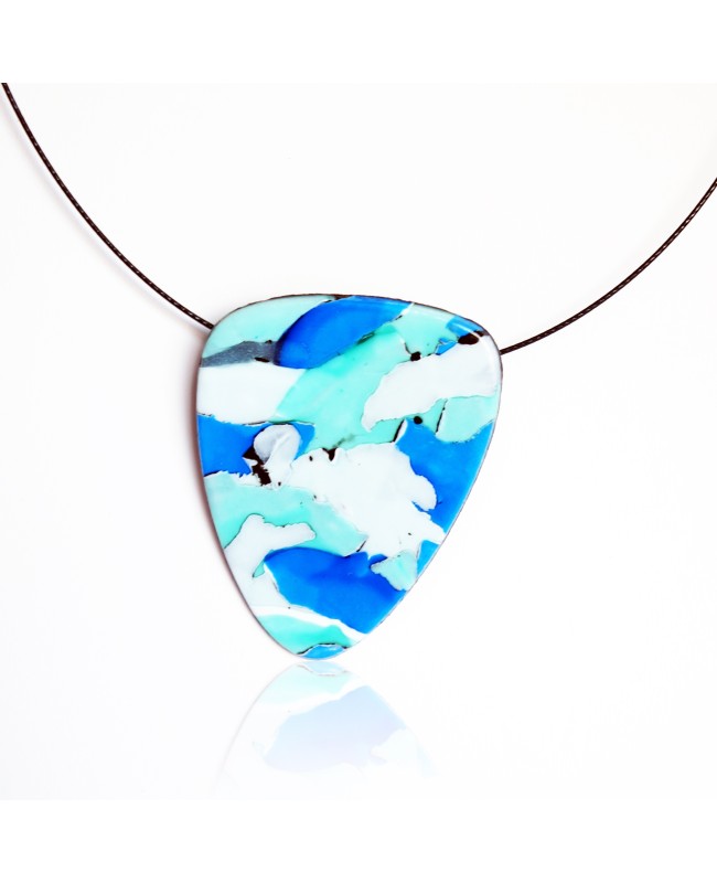 White, blue, and turquoise pendant