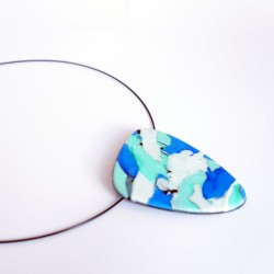 White, blue, and turquoise pendant