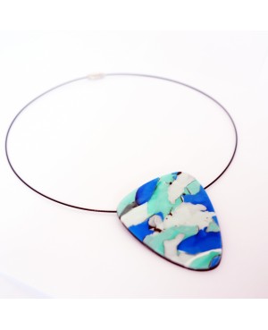 Pendentif blanc, bleu et turquoise Pendentifs en pâte polymère