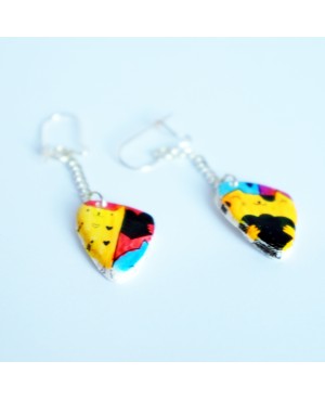 Boucles d'oreilles chats multicolores Boucles d'oreilles artisanales (fait-main)