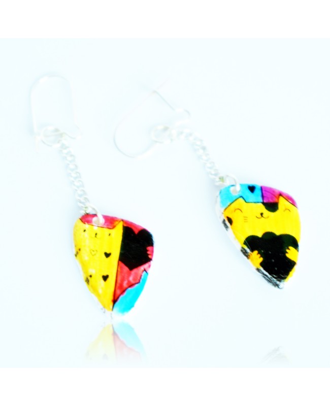 Multicolored cat earrings