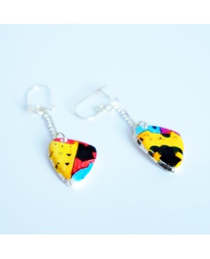 Boucles d'oreilles chats multicolores Boucles d'oreilles artisanales (fait-main)