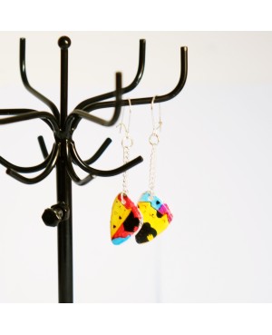 Boucles d'oreilles chats multicolores Boucles d'oreilles artisanales (fait-main)