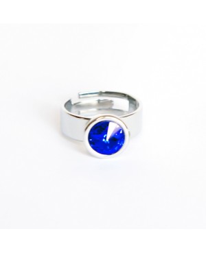 Bague solitaire bleue en cristal de Swarovski Bagues "solitaire" en cristal
