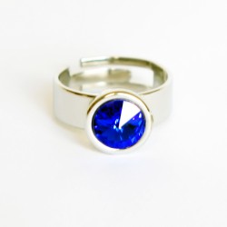 Swarovski crystal blue solitaire ring