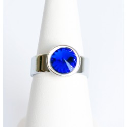 Swarovski crystal blue solitaire ring