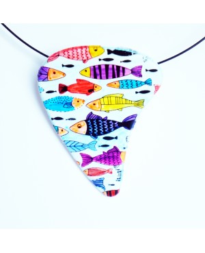 Multicolored fish pendant Polymer clay pendants