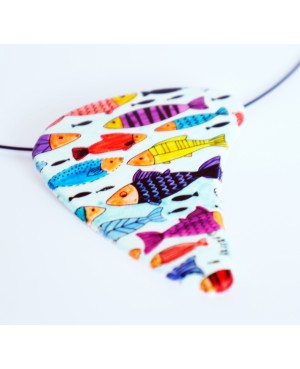 Multicolored fish pendant Polymer clay pendants