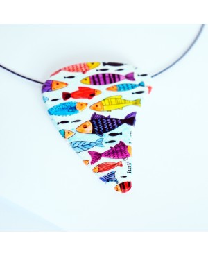 Multicolored fish pendant Polymer clay pendants