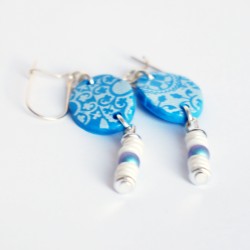 Boucles d'oreilles bleues et blanches azulejos