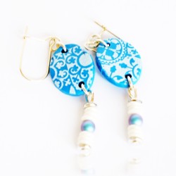 Boucles d'oreilles bleues et blanches azulejos