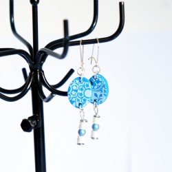 Blue and white azulejos earrings.