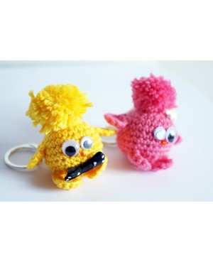 Couple de piou-pioux roses et jaunes Porte-clés